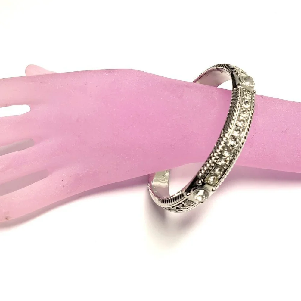 Silver Bangle with Crystals - Picture 3 of 15
